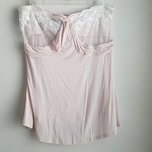 Victoria's Secret pink w/white lace strapless top
